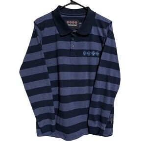 Independent Skate Trucks Iron Cross Embroidered Striped Men's M Long Sleeve Polo